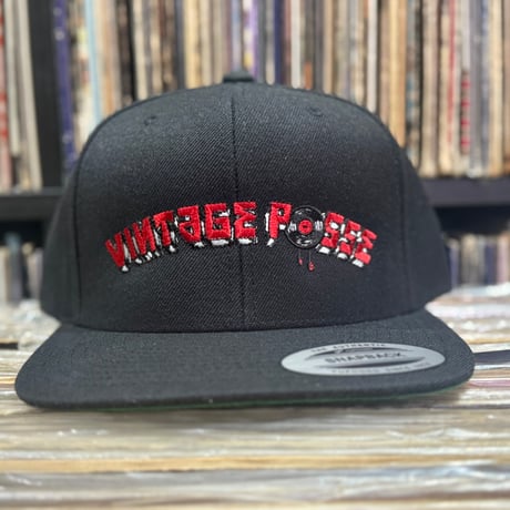VINTAGE POSSE × Rum Artworks "AOI" snapback cap / Black × Red
