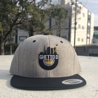 GHETTO D logo snapback cap / Heather Gray + Black