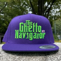 THE GHETTO NAVIGATOR snapback cap / Purple × Neon Green