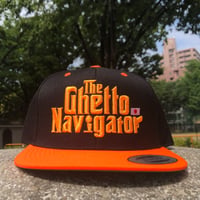 THE GHETTO NAVIGATOR snapback cap / Black + Orange × Neon Orange