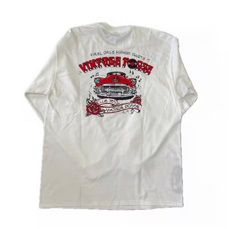 VINTAGE POSSE × Rum Artworks "AOI" long sleeve Tee shirts / White × Red
