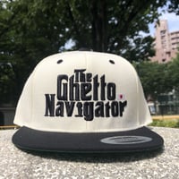 THE GHETTO NAVIGATOR snapback cap / Off White + Black × Black