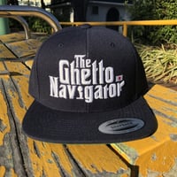 THE GHETTO NAVIGATOR snapback cap / Dark Navy × White