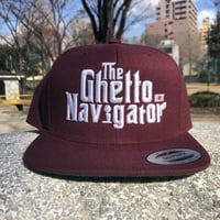 THE GHETTO NAVIGATOR snapback cap / Burgundy × White