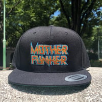 MOTHER FUNKER snapback cap / Black × Light Blue + Yellow
