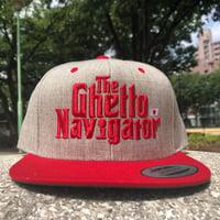 THE GHETTO NAVIGATOR snapback cap / Heather Gray + Red × Red