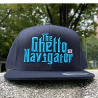 THE GHETTO NAVIGATOR snapback cap / Dark Navy × Light Blue