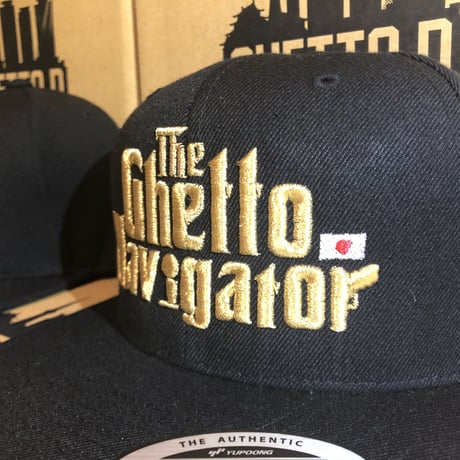 THE GHETTO NAVIGATOR snapback cap / Black × Gold Lame
