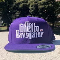 THE GHETTO NAVIGATOR snapback cap / Purple × White