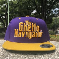 THE GHETTO NAVIGATOR snapback cap / Purple + Yellow × Yellow