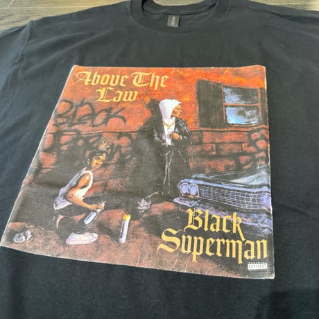 レコードジャケ long sleeve RAP Tee "Black Superman" / Black