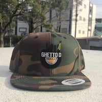 GHETTO D logo snapback cap / Green Camo