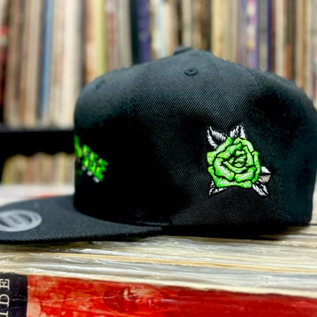 VINTAGE POSSE × Rum Artworks "AOI" snapback cap / Black × Green