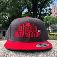 THE GHETTO NAVIGATOR snapback cap / Dark Heather Gray + Red × Red
