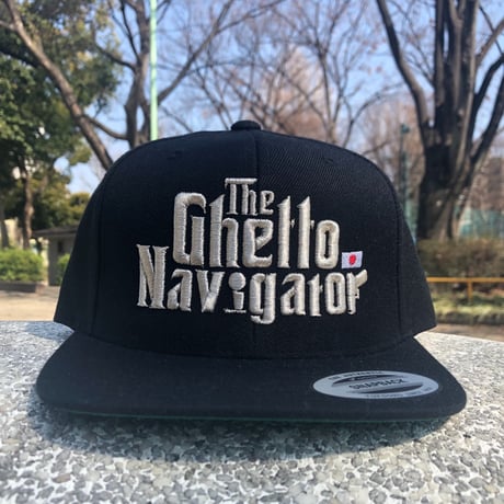 THE GHETTO NAVIGATOR snapback cap / Black × Silver Lame