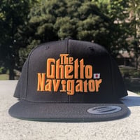 THE GHETTO NAVIGATOR snapback cap / Black × Neon Orange