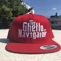 THE GHETTO NAVIGATOR snapback cap / Red × White