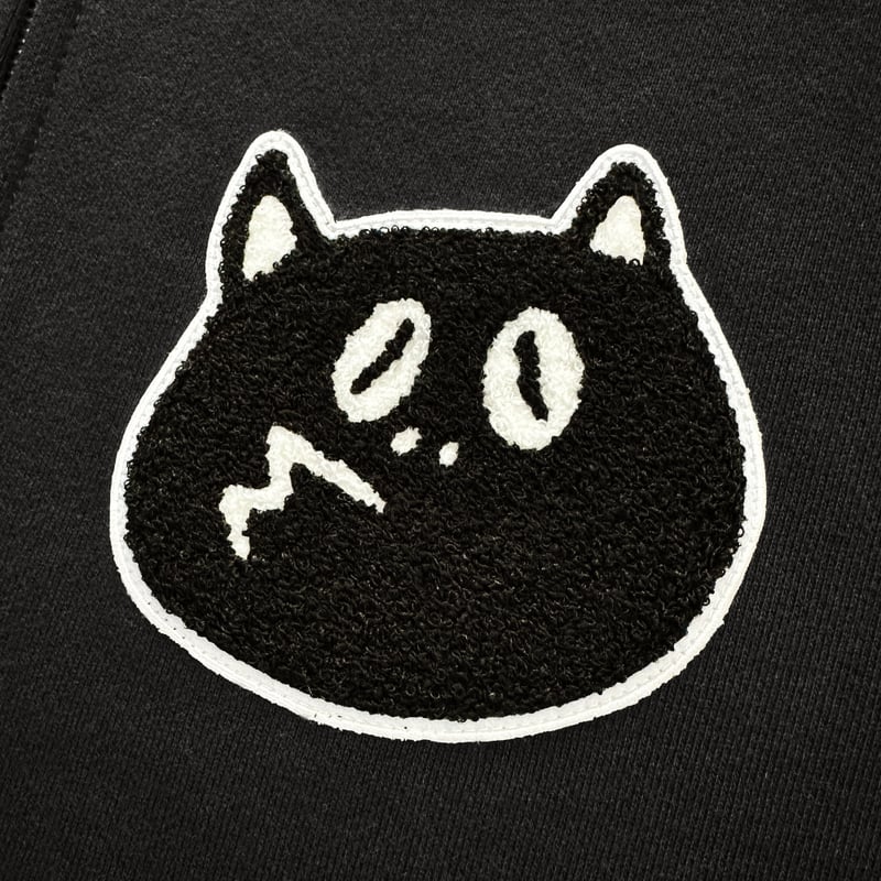 河童の三平 たぬき顔モコモコワッペン ジップパーカー Color ブラック