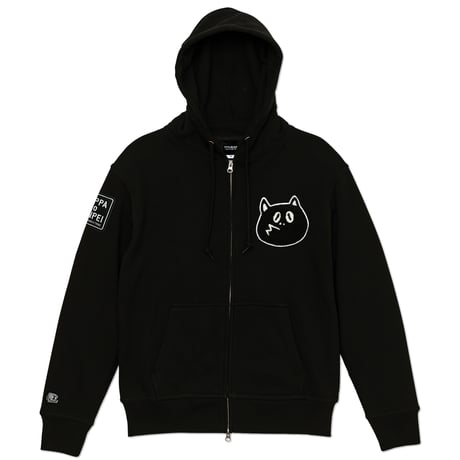 河童の三平 たぬき顔モコモコワッペン ジップパーカー Color ブラック