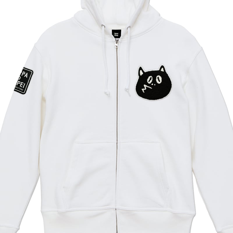 河童の三平 たぬき顔モコモコワッペン ジップパーカー Color オフ