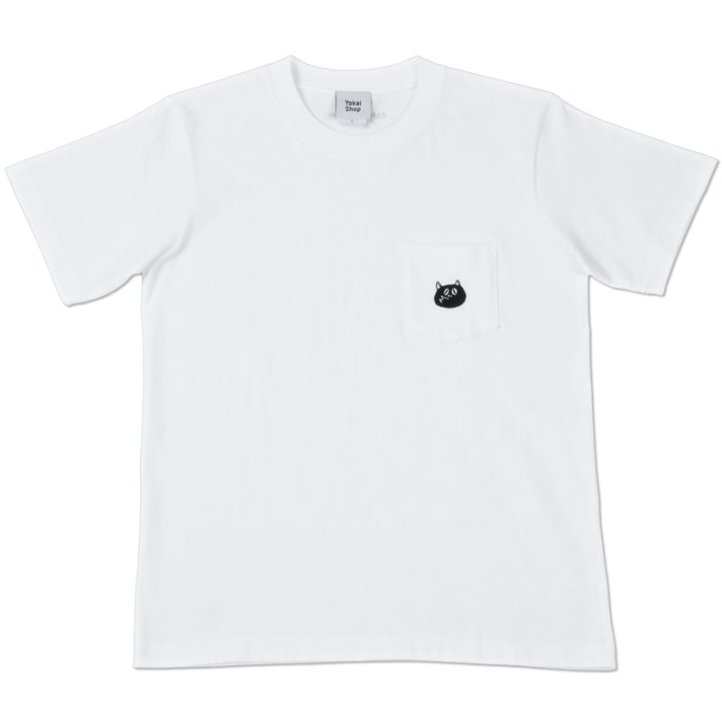 河童の三平 刺繍たぬき Pocket T-Shirts Color ホワイト | Yokai-