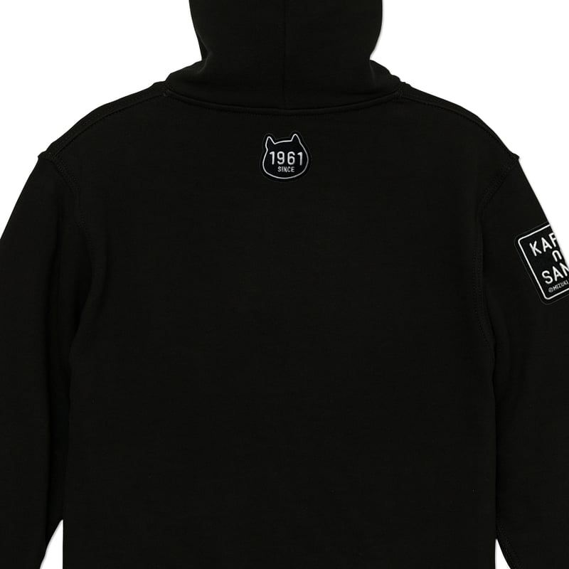 河童の三平 たぬき顔モコモコワッペン ジップパーカー Color ブラック