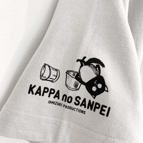 河童の三平 バケツ持ちたぬき T-Shirts（特製タグ付） Color ライトグレー