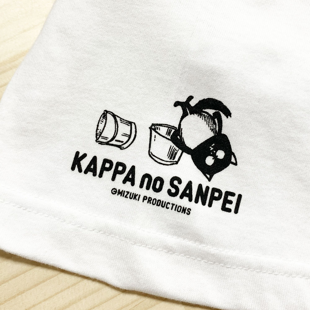 河童の三平 バケツ持ちたぬき T-Shirts（特製タグ付） Color ホワイト