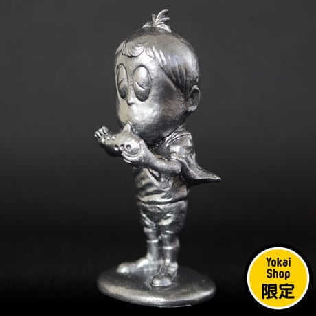 水木しげるロード妖怪ブロンズ像レプリカミニフィギュア［悪魔くん（埋れ木真吾）］ YokaiShop限定シルバー
