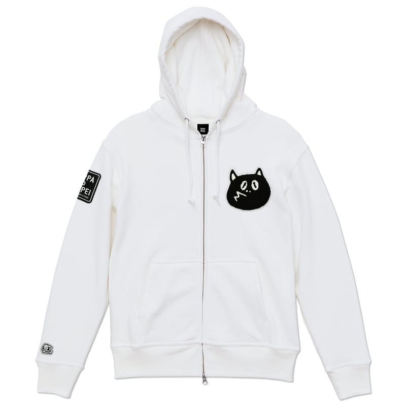 河童の三平 たぬき顔モコモコワッペン ジップパーカー Color オフ