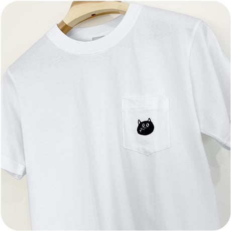 河童の三平 刺繍たぬき Pocket T-Shirts Color ホワイト