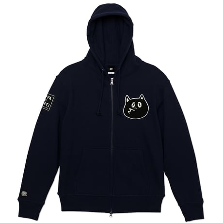 河童の三平 たぬき顔モコモコワッペン ジップパーカー Color ネイビー