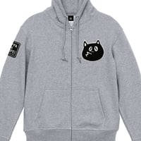 河童の三平 たぬき顔モコモコワッペン ジップパーカー Color グレー
