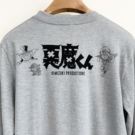 〔予約販売2022年4月下旬〜5月初旬発送予定〕［YokaiShop限定Ver］悪魔くん 見えない学校 ロングスリーブ T-Shirts Color  グレー