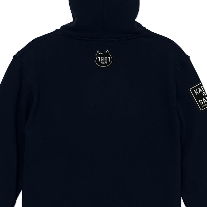 河童の三平 たぬき顔モコモコワッペン ジップパーカー Color ネイビー