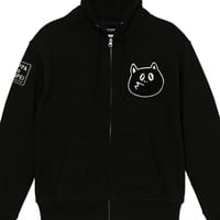 河童の三平 たぬき顔モコモコワッペン ジップパーカー Color ブラック