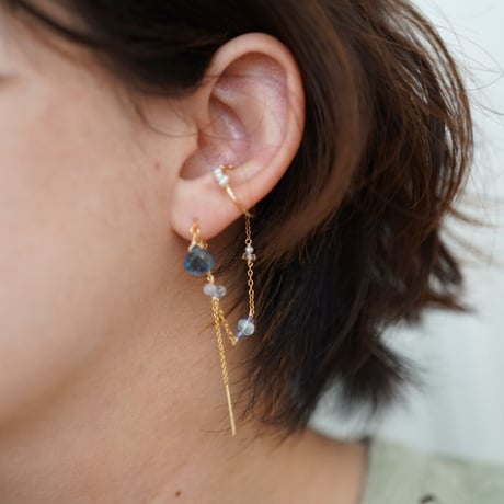 London blue topaz ear cuff  piarce（2）