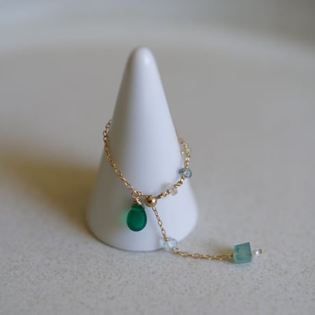 Green onyx chain ring【フリーサイズ】