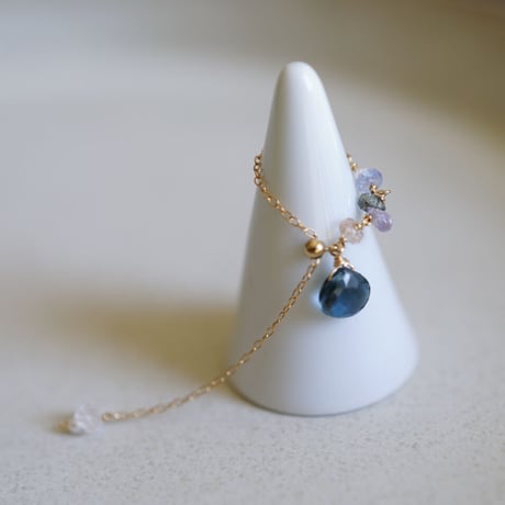 London blue topaz chain ring【フリーサイズ】