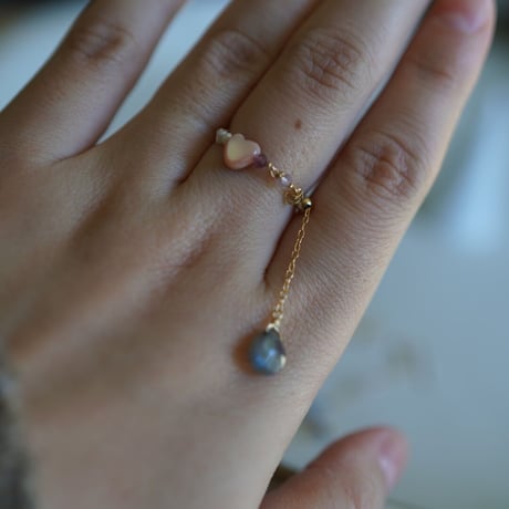 Pink shell chain ring【フリーサイズ】
