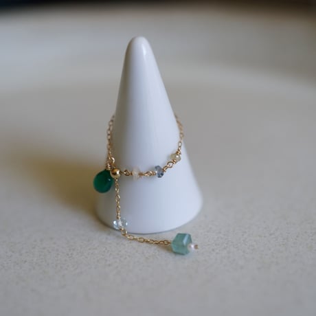 Green onyx chain ring【フリーサイズ】