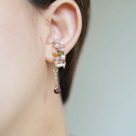 スピネル×ガーネット ear cuff