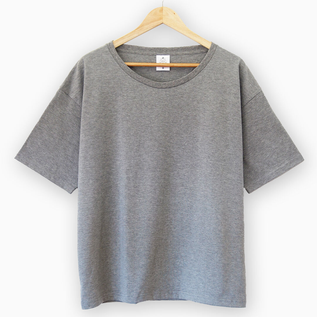 首ゆる、肩おちのゆったりリラックス大人Tシャツ_グレー | JUNKAPPLE