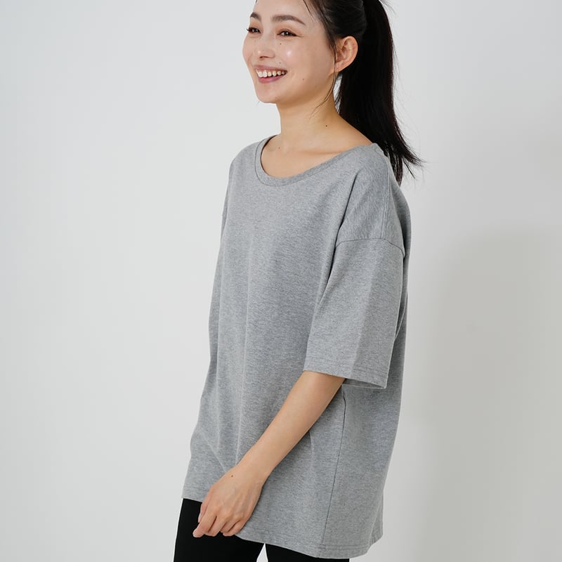 首ゆる、肩おちのゆったりリラックス大人Tシャツ_グレー | JUNKAPPLE