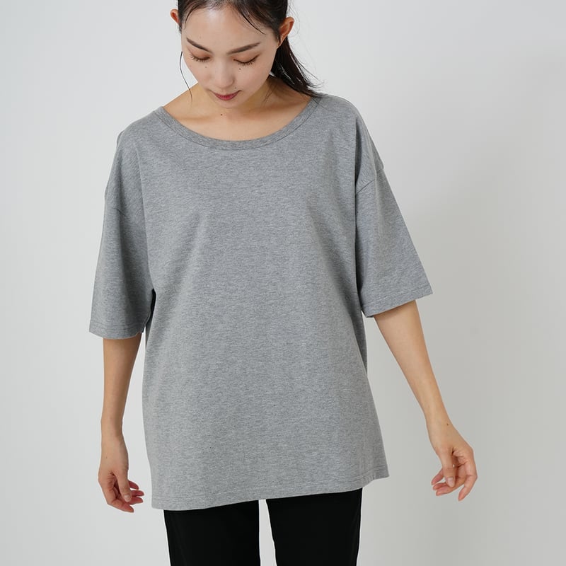 首ゆる、肩おちのゆったりリラックス大人Tシャツ_グレー | JUNKAPPLE