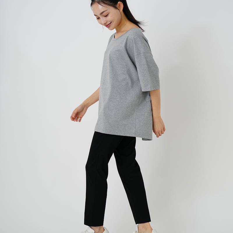 首ゆる、肩おちのゆったりリラックス大人Tシャツ_グレー | JUNKAPPLE