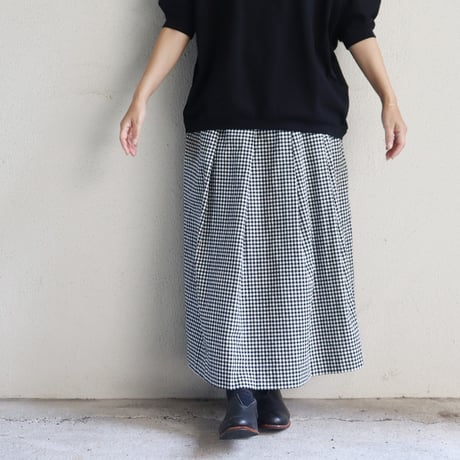 **またまたまた再入荷** LinenYa リネンヤ　コットンシルクタックスカート　#ギンガムチェック
