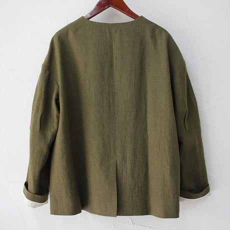 **再入荷** MAGALI マガリ　リネンウールクラシックジャケット　#カーキ、ブラック　【送料無料】