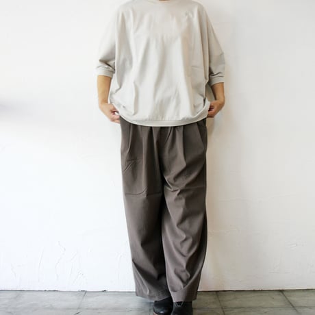 TRAVAIL MANUEL トラバイユマニュアル　レーヨンリネンストレッチ2タックワイドパンツ　#モカ、セージ