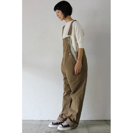 FUNSET OF ART ファンセットオブアート　シャトルチノフィッシャーマンオーバーオール　♯カーキベージュ　【送料無料】
